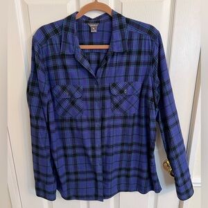 Eddie Bauer Blue and Black Plaid Shirt